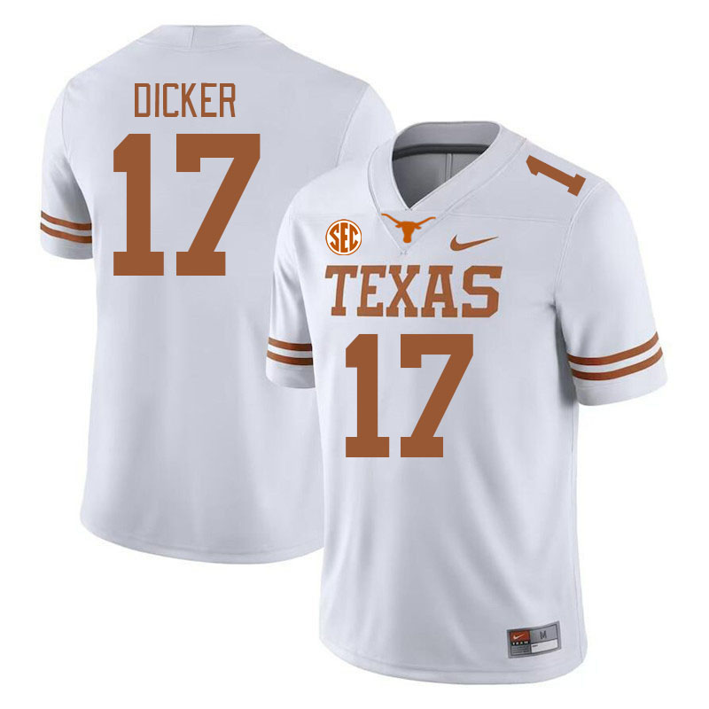 # 17 Cameron Dicker Texas Longhorns Jerseys Football Stitched-White
